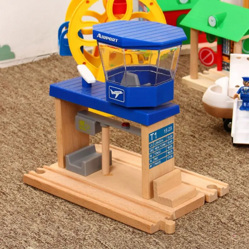 

DIY Wooden Airport Terminal Railway Scene Track Accessories Kids Educational Toy