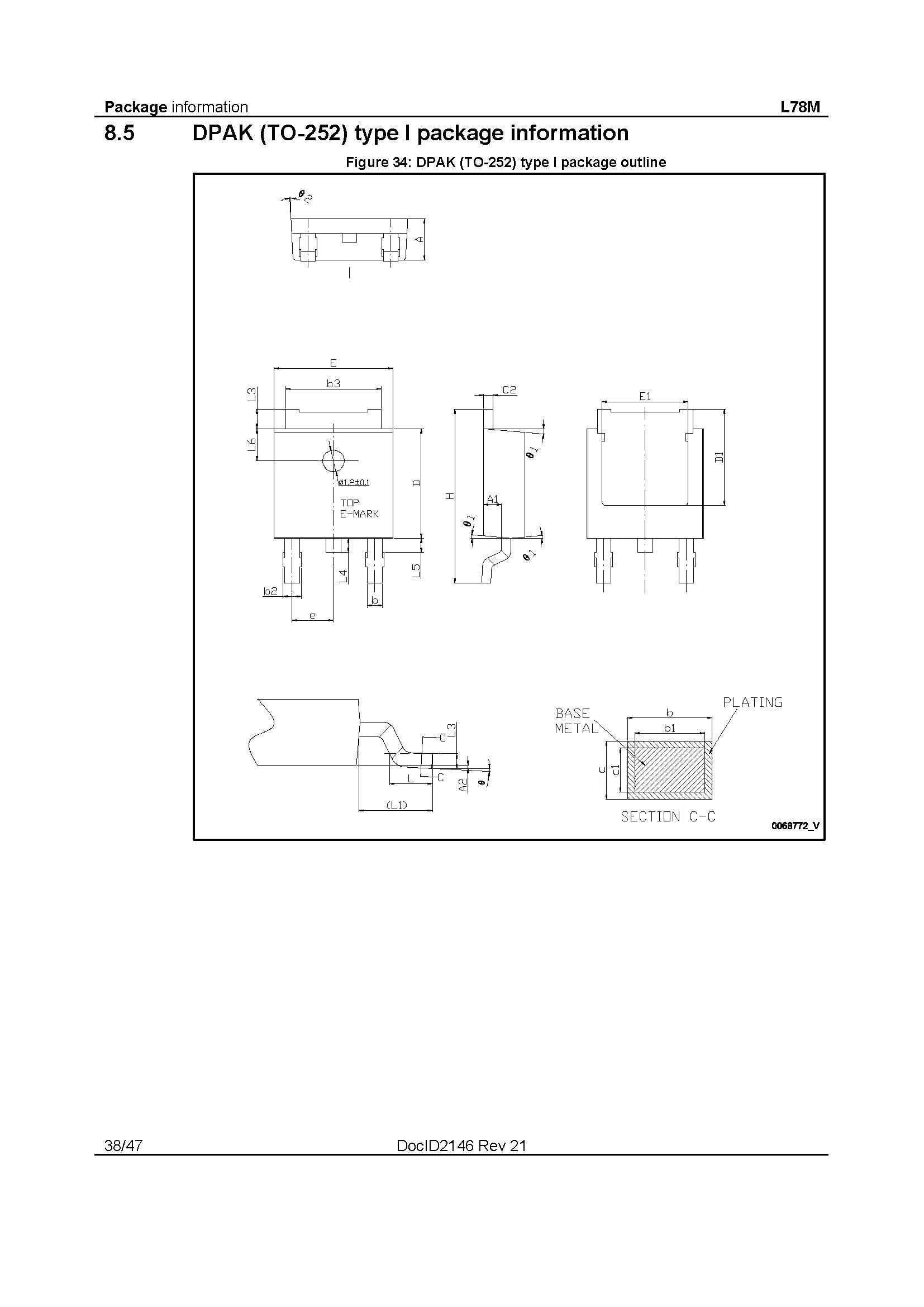 L78M05CDT-TR-252 78M05 TO252 DPAK линейного регулятора 5V 0.5A положительный 2500 шт./катушка(50 шт.-100 шт