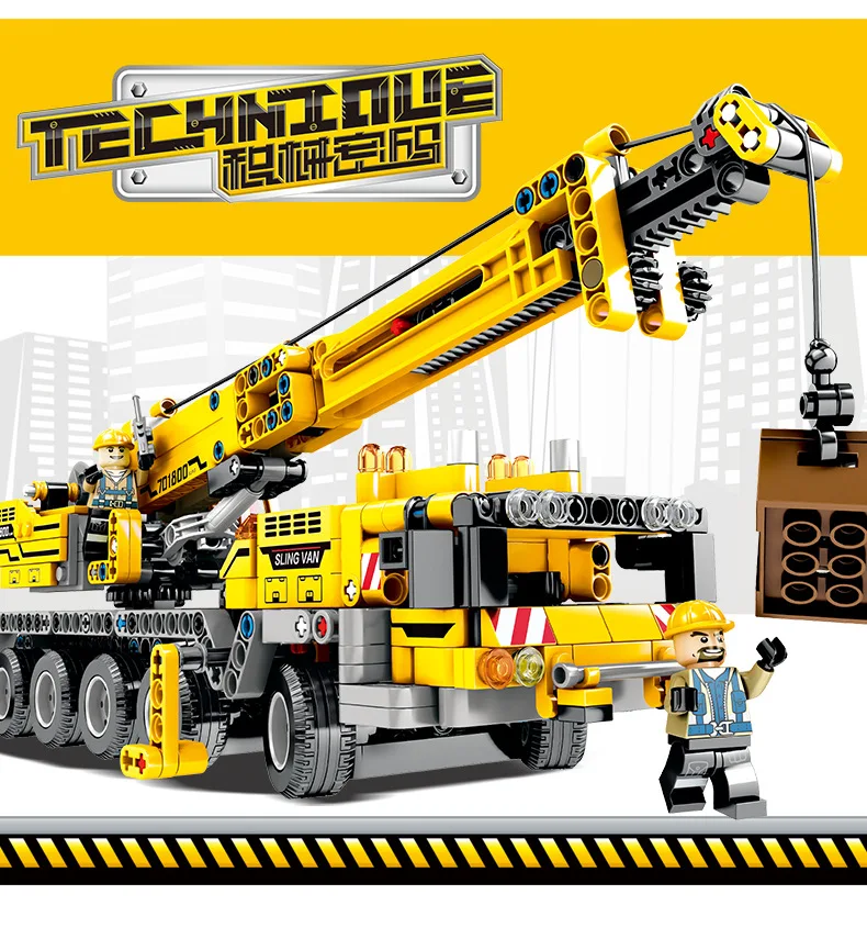 

YUKALA 665pcs Technic Engineering Lifting Crane Building Blocks Compatible Technic truck Construction Brick Toys For children