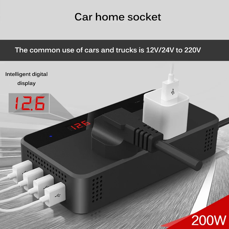 DC 12 В в AC 220 В 150 Вт Автомобильные инверторы, автомобильный конвертер с 4 usb-портами, разъемом для быстрой зарядки, автомобильные аксессуары