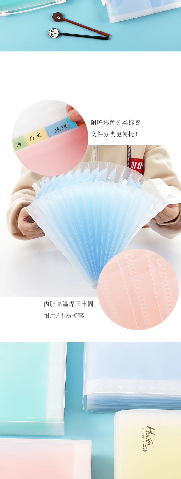 A4 Color Hand File Holder for Student 13 into Large-Volume Voucher Storage Bag Test Paper Folder Customizable Logo