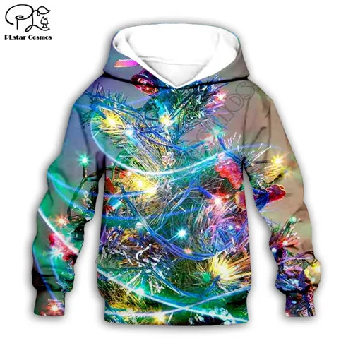Kids hoodies Детские толстовки с 3D-принтом «Веселая Рождественская елка», толстовка с длинными рукавами и изображением Санта-Клауса на молнии для мальчиков и девочек - Цвет: Kids hoodies