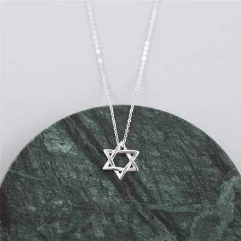 

Simple Six-pointed Star Geometry Clavicle Chain 925 Sterling Silver Temperament Personality Fashion Female Necklace SNE114