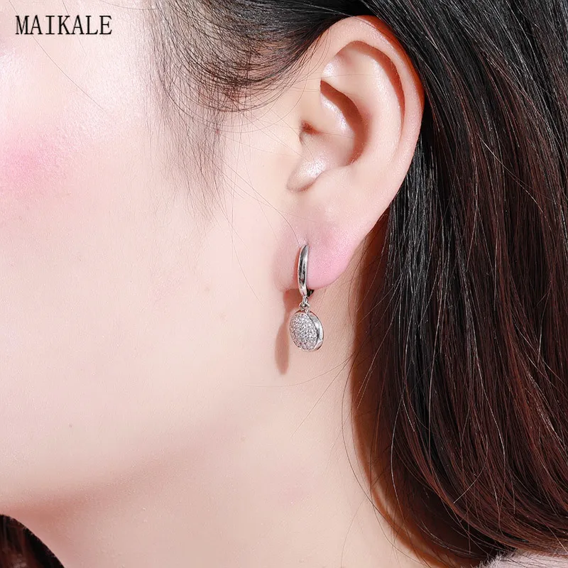 MAIKALE, простые серьги-гвоздики с кубическим цирконием для женщин, золотые, серебряные, циркониевые серьги-подвески, модные корейские ювелирные изделия