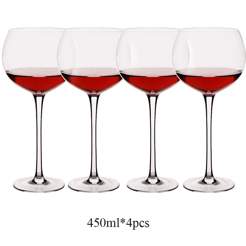 4pcs 450ml Европа бессвинцовый стакан из прозрачного стекла высокой емкости стаканы для бренди бокалы для вина Свадебные очки вечерние аксессуары для дома отеля - Цвет: 4pcs 450ml