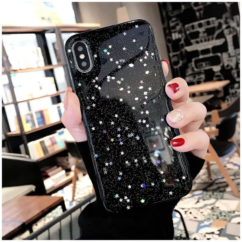 Soft TPU Phone Cases Bling Star Glitter For iphone XS Max XR X 8 7 6 6S Plus 5 5S SE Shimmering Powder Transparent Cover