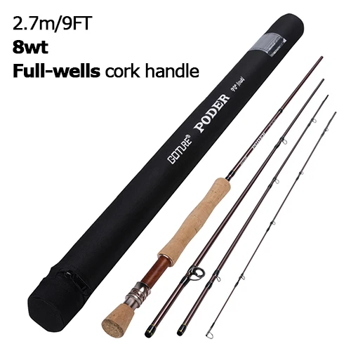 8wt Full wells hand Goture PODER серия нахлыстом Удочка 2,7 м 30 т углеродное волокно муха Удочка M/MF Action 4wt/5wt/7wt/8wt с портативной трубкой для форели бас - Цвет: 8wt Full wells hand
