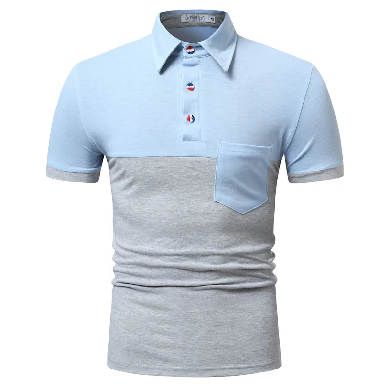 Новые продукты AliExpress двухцветная модная Молодежная мужская трендовая рубашка поло с коротким рукавом
