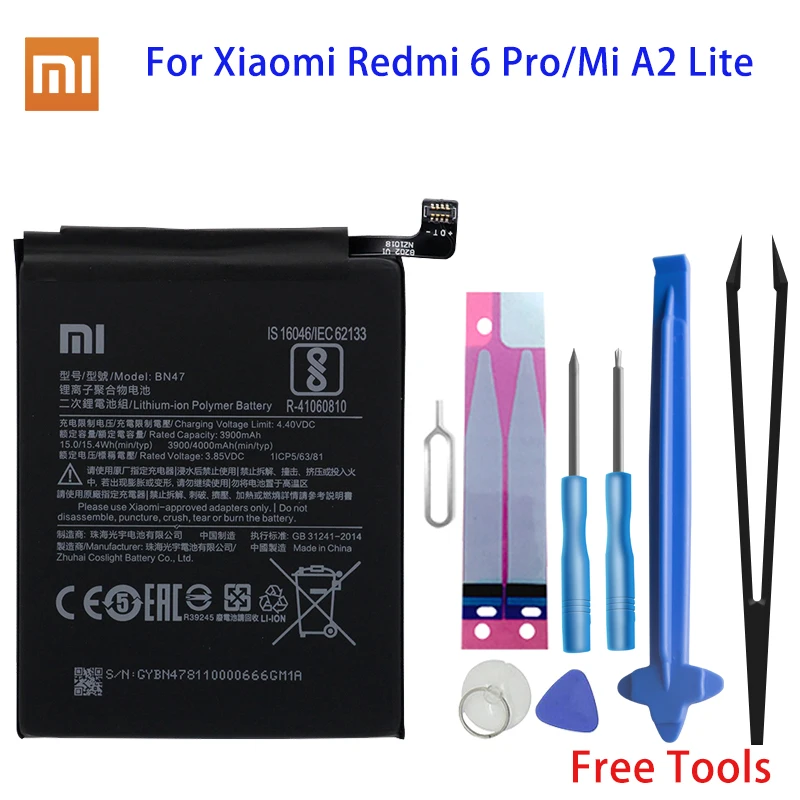 Аккумулятор Xiao Mi BN47 для Xiaomi Redmi 6 Pro / A2 Lite 3900 мАч сменный аккумулятор инструменты в