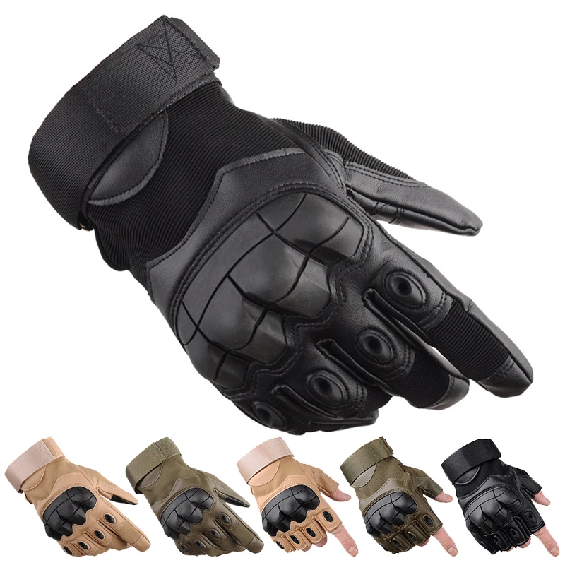 Outdoor PU Leather Tactical Fingerless Gloves Military Army Shooting Hiking  Hunting Sports Cycling Riding Half Finger Gloves - AliExpress