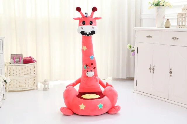 [Funny] Very cute cartoon soft animal Dinosaur Giraffe Fox Sofa chair cotton stuffed plush toy doll Adult and child can sit