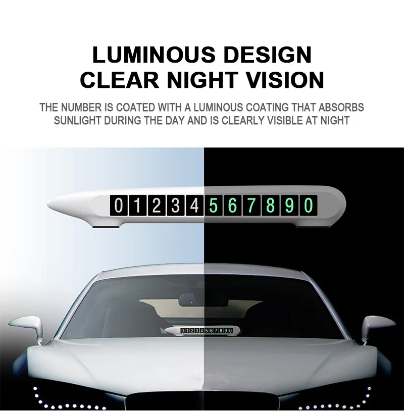 Luminous Styling Car Temporary Parking Card Phone Number Plate Hidden Telephone accessories for car | Автомобили и мотоциклы