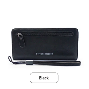 black wallet Женский кошелек женский длинный карман для монет Кошельки Корейская версия Матовый Ретро двойной складной большой емкости держатель для карт кошелек - Цвет: black wallet