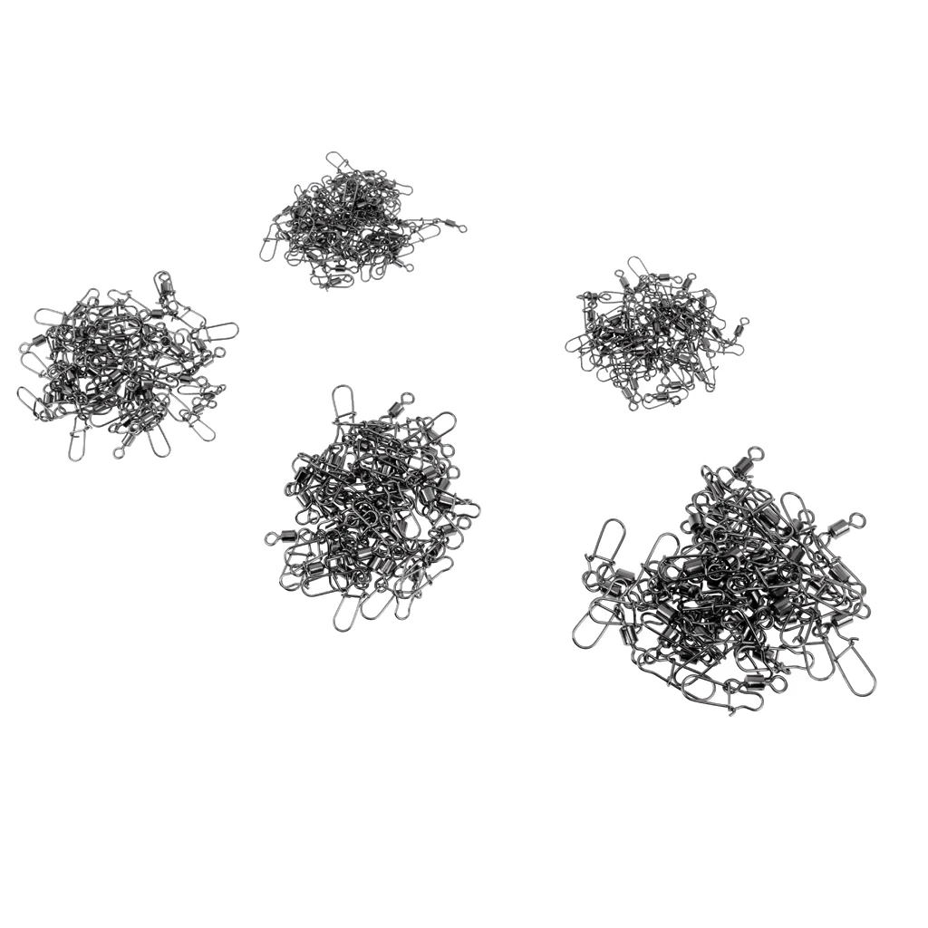 210Pcs Ball Bearing Rolling Swivel Fishing Connector Snap Pin Fishhook Lures