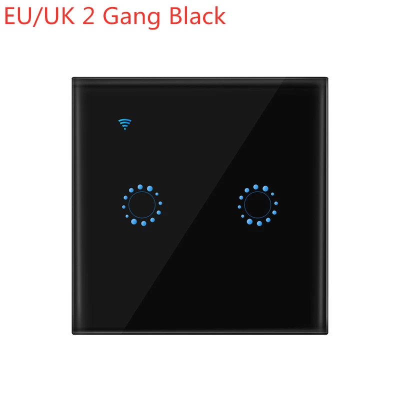 1/2 банды Wi-Fi сенсорный выключатель света Умный Свет Панель управления настенный прерыватель США/ЕС/Великобритания стандартная работа с Alexa Google Home - Комплект: EU UK 2 Gang Black