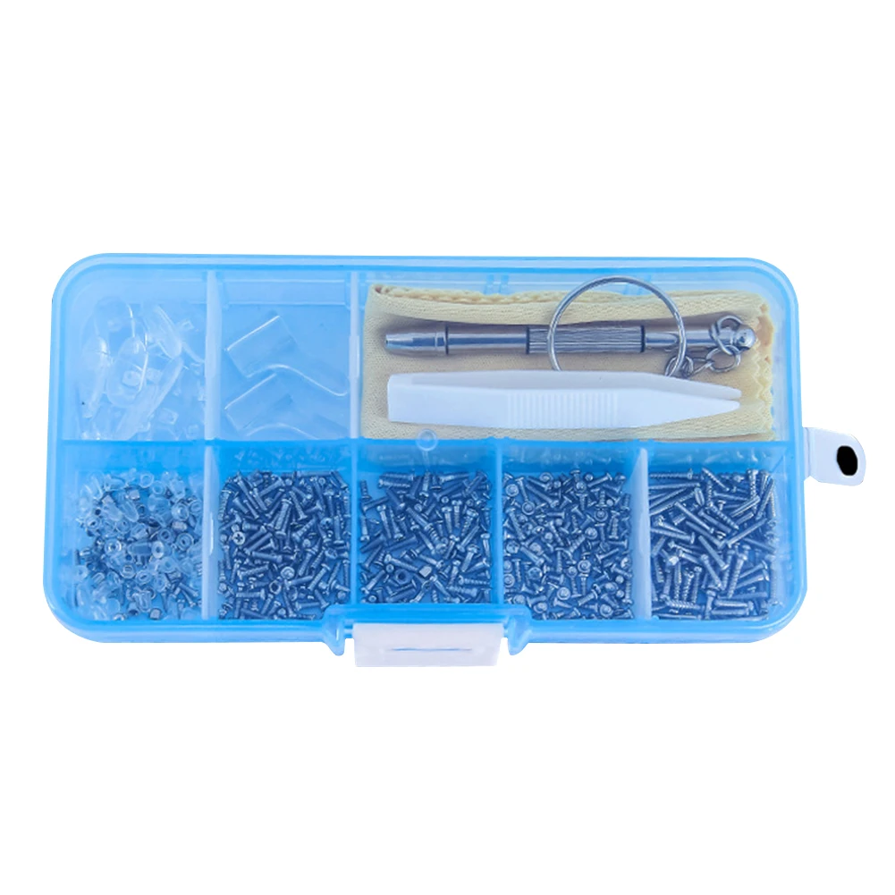 

100Pcs Assortment With Tweezer Micro Screwdriver Sunglass Spectacles Eyeglasses Nut Kit Silicone Nose Pad Set Tiny Repair Tool