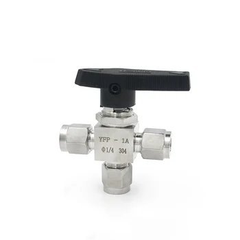 

304 Stainless Steel 3mm 4mm 6mm 8mm 10mm 12mm 14mm Double Ferrule Tube Pipe Fitting Three 3 Way High Pressure Ball Valve
