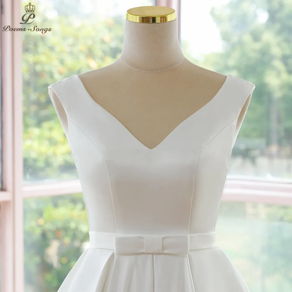 Customize dluxury satin wedding dress transparent bride dress robe de mariee applique sleeveless wedding gown vestidos de novia 2