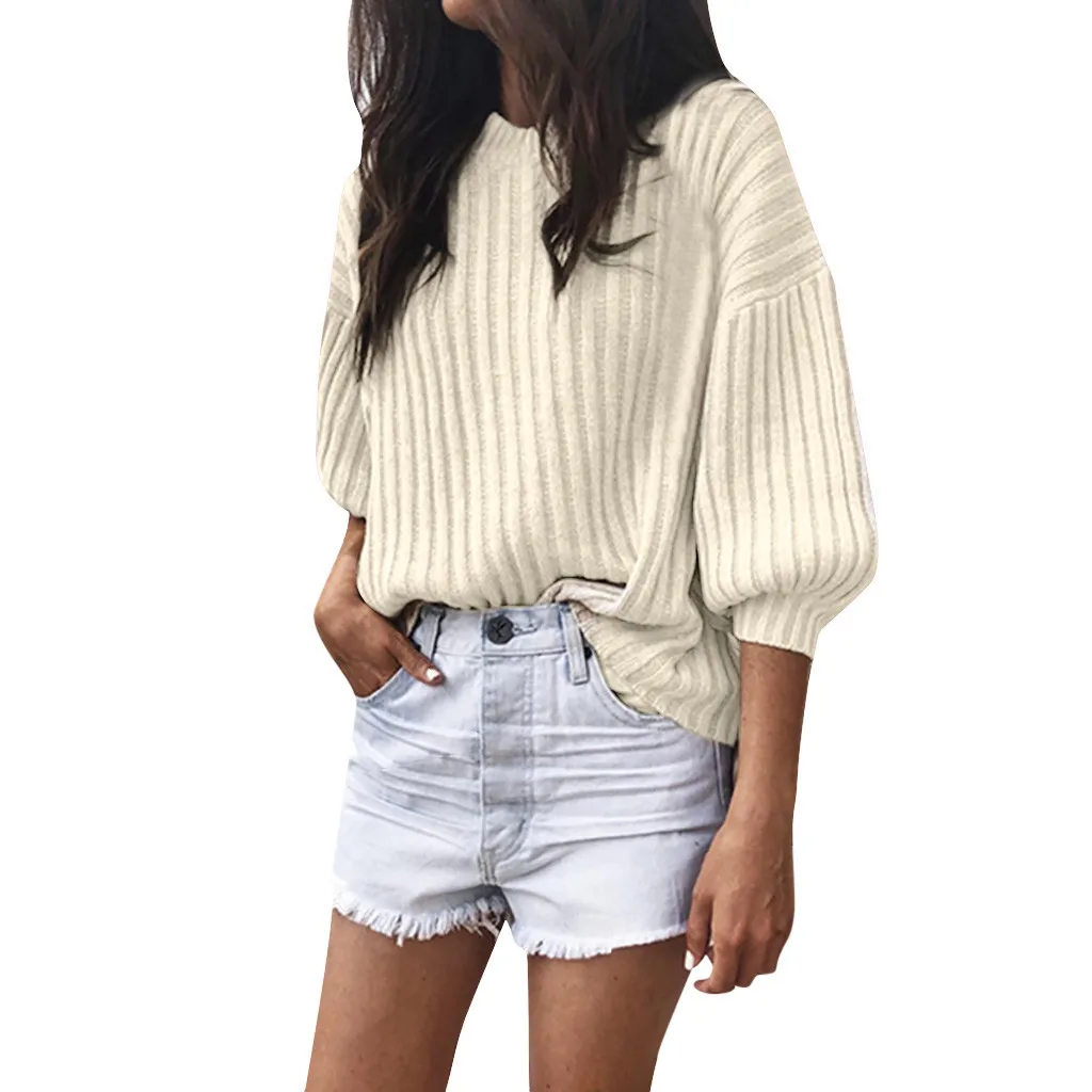 Женский Повседневный простой свободный свитер с рукавом 3/4 Jaycosin стильный удобный