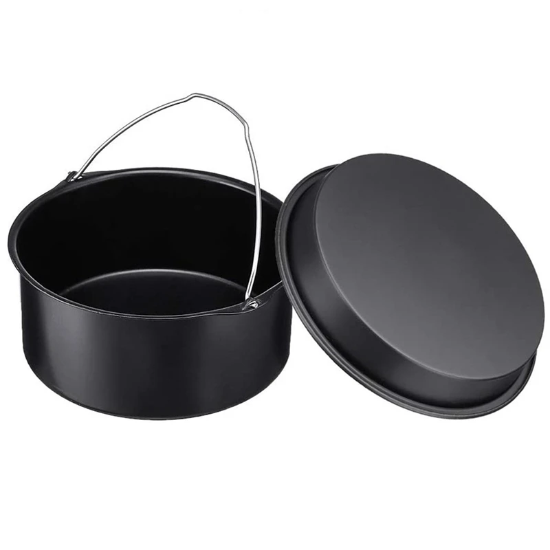 Air Fryer Accessories 7 Inch Cake Barrel Pizza Pan Fit For All 3.2QT - 5.8 QT Standard Deep Fryers Non-Stick Backing |