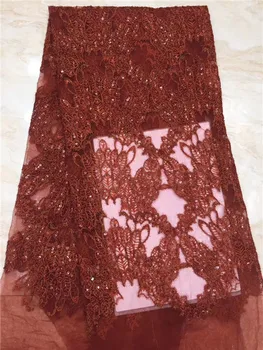 

2019 Latest African Lace Fabrics/French Net Embroidery white Sequins Tulle Lace Fabric For Nigerian Wedding Dress