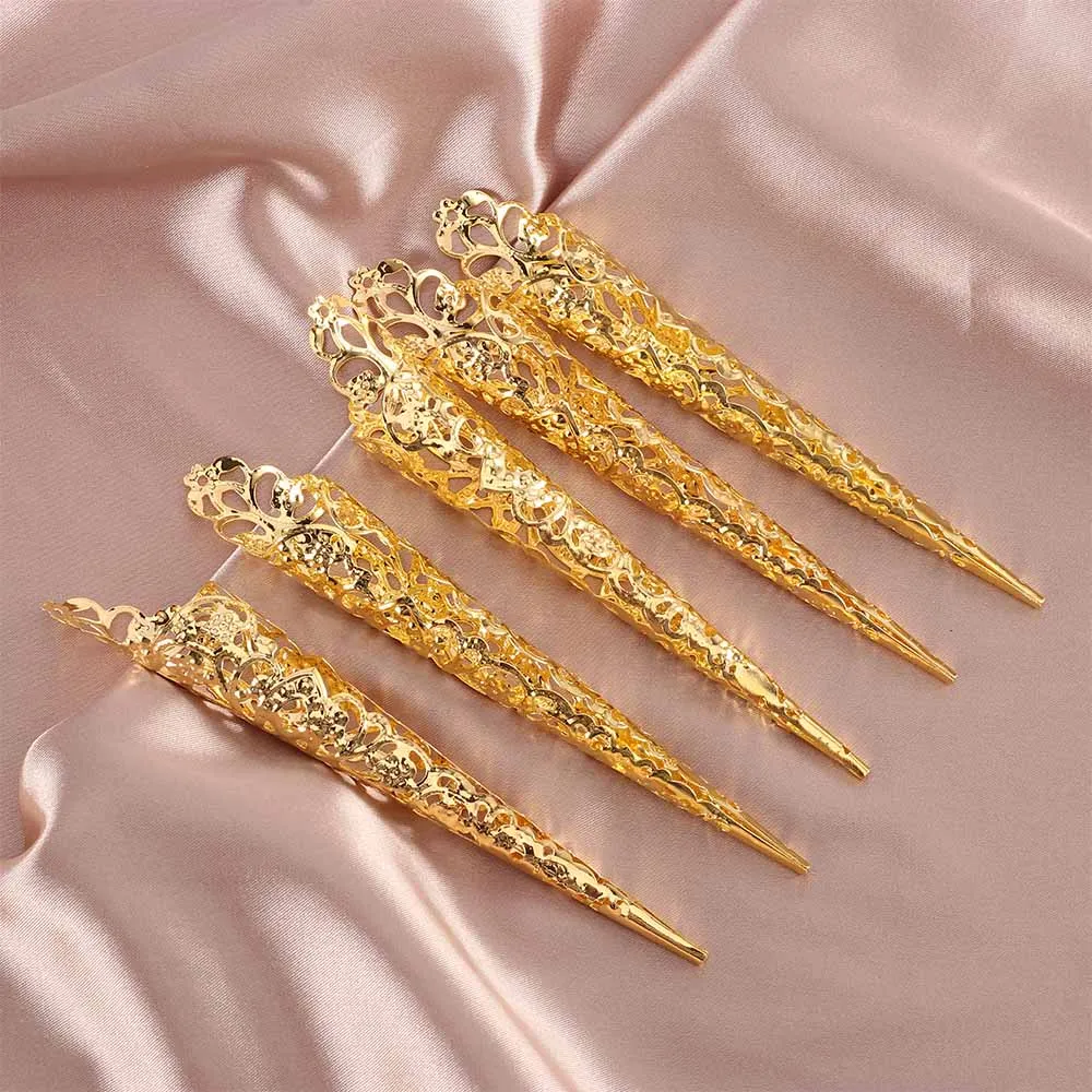 5 Pcs Ancient Costume Antique Style Queen Nail Rings Set Knuckle Finger Ring Finger Tip Protection Belly Dance Accessories