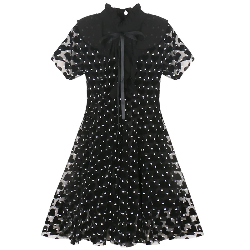 Розничная черный, белый цвет принцессы «любящее сердце»; платья для девочек детская одежда летнее платье для девочек сеточные с коротким рукавом платье Детская одежда A258