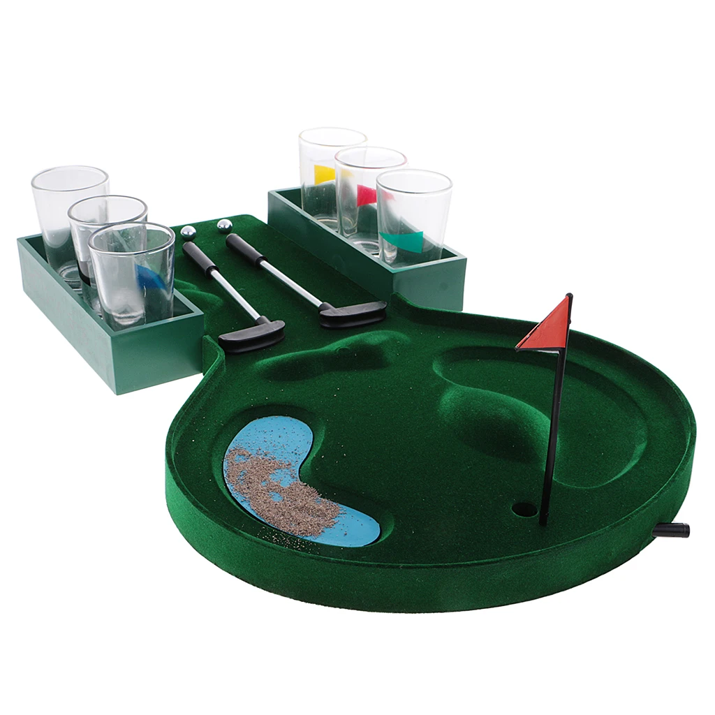 Box Mini Table Golf Drinking Game Set W/ Shot Glasses Adults Party Supplies