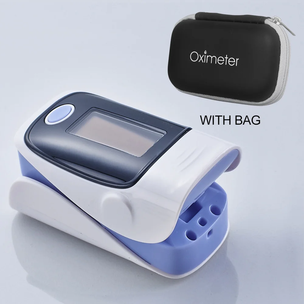 with bag Портативный Пульсоксиметр палец медицинское оборудование OLED насыщение кислородом крови Saturometro домашний пульсометр Пульсоксиметр - Цвет: with bag