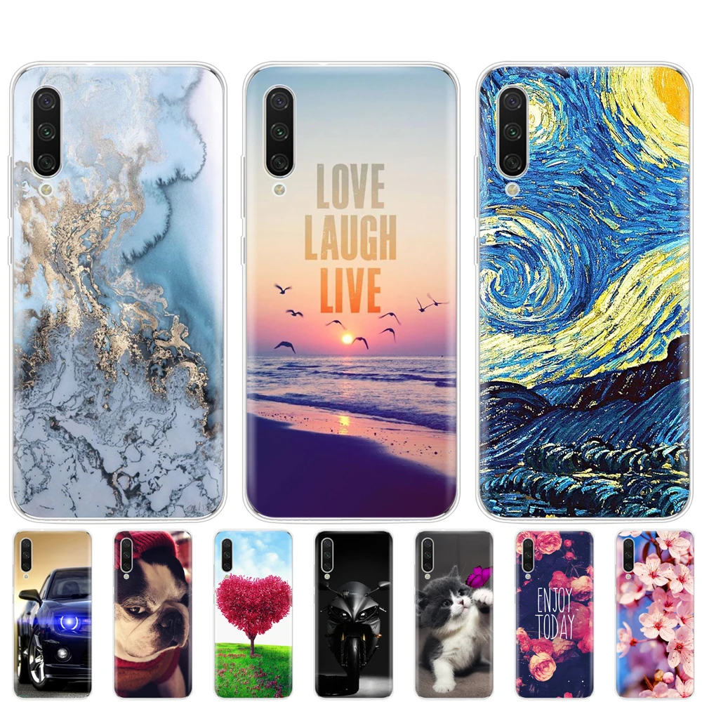 Силиконовый чехол для телефона, чехол для Xiaomi mi A3, чехол с полной защитой, мягкая задняя крышка из ТПУ для Xio mi A3, бампер, прозрачный чехол с рисунком
