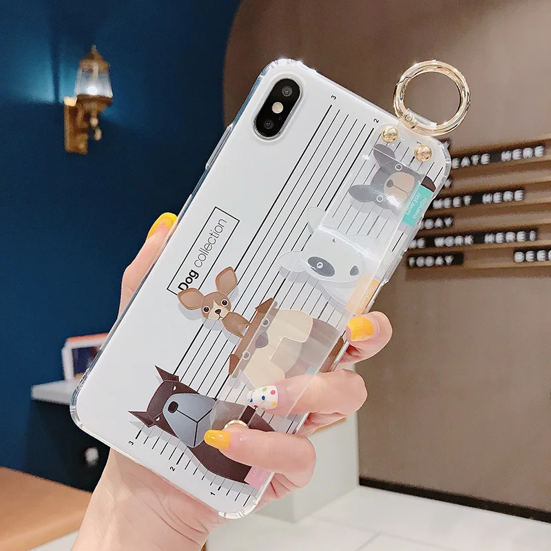 

Ultra Soft Transparent Case with Holder for iPhone 6 6s 6 plus 8 plus 7 8 Cartoon Printed Case for iPhone XR XS X XS MAX Funda