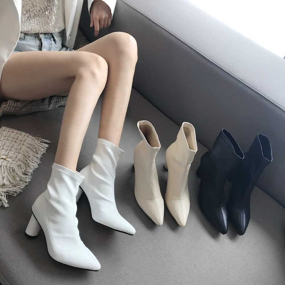 Lace Up Boots Shoes Chunky Heel Martins For Women Low Heels booties Round Toe Bootee Woman Booties Ladies Luxury Designer