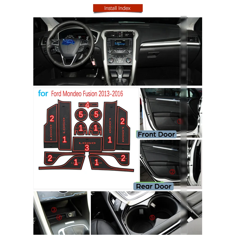 Противоскользящий резиновый подстаканник для ворот для Ford Mondeo Fusion 2013 коврик для двери коврик для стайлинга автомобилей подстаканник