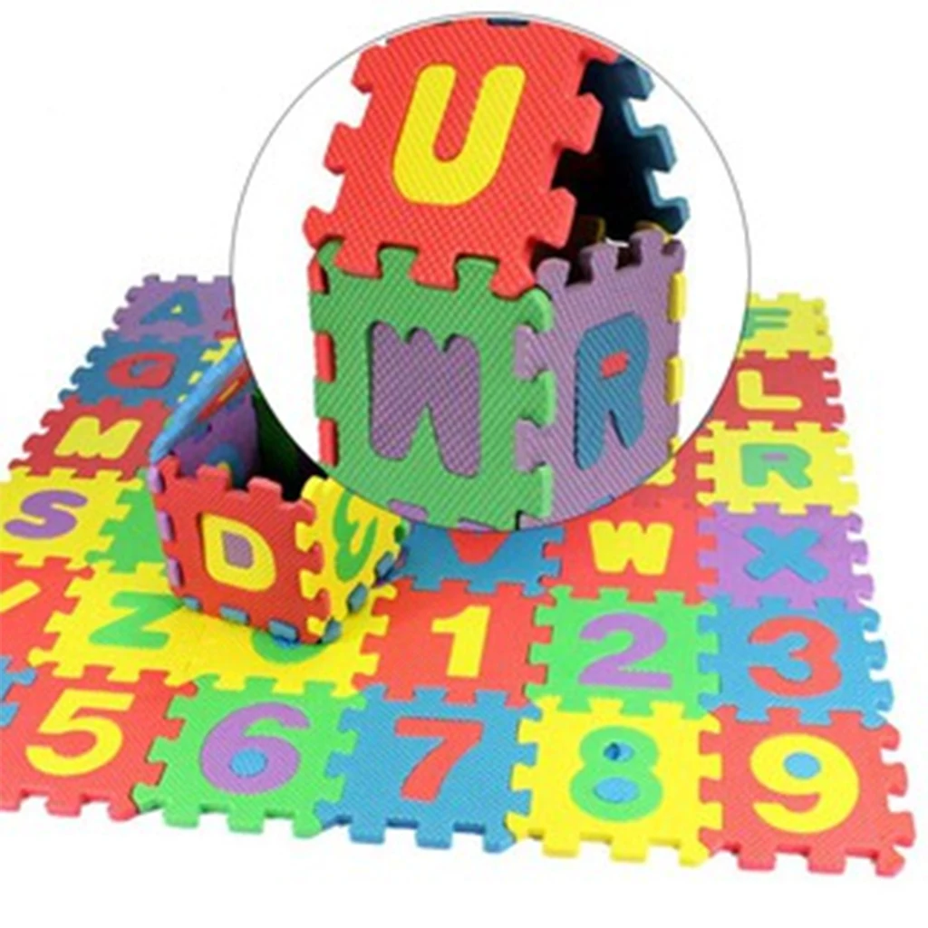 36 Pcs Alphabets and Numbers EVA Square Foam Puzzle Crawling Play Mat for Baby