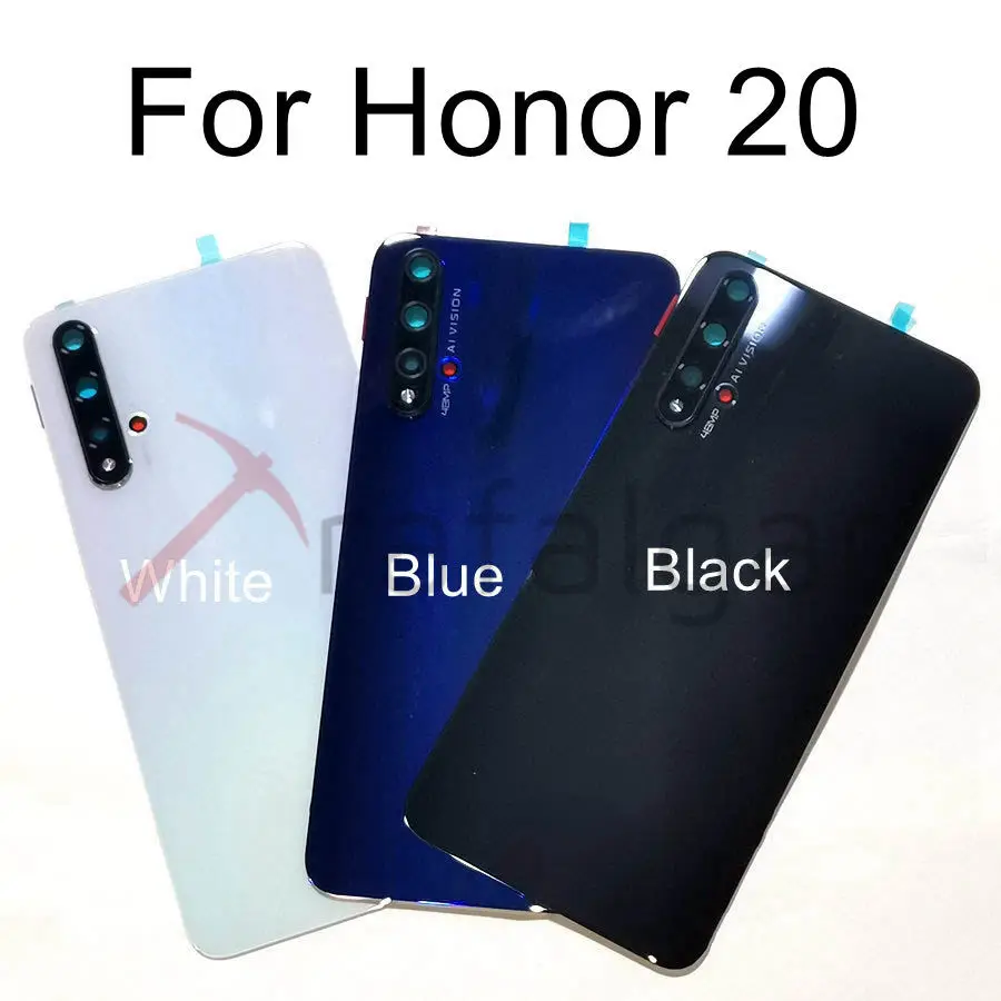 Для huawei Honor 20 крышка батареи Задняя стеклянная панель двери корпус чехол для Honor 20 Pro Задняя стеклянная крышка+ объектив камеры+ клей