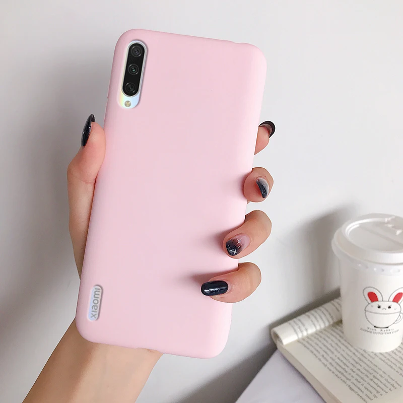Матовый яркий однотонный чехол для Xiaomi Mi 9 Lite Mi9Lite Mi 9 Lite 6,39 умный чехол для телефона TPU резиновый мягкий силиконовый чехол-бампер - Цвет: LPink
