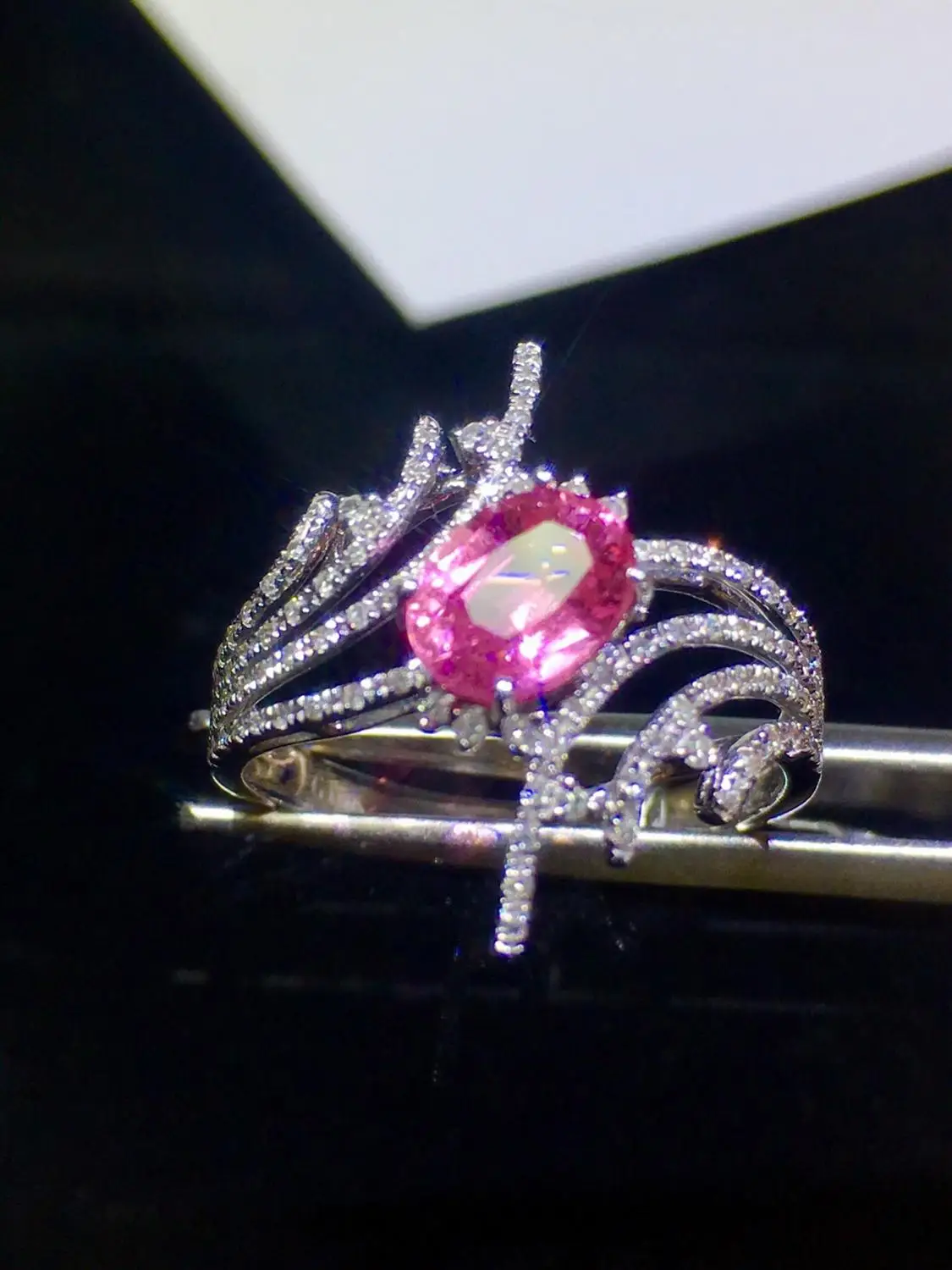 926 кольцо с розовым сапфиром Настоящее чистое 18 K природный розовый сапфир драгоценные камни 1.23ct бриллианты камень женское кольцо