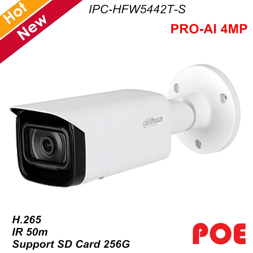 IP-камера Dahua Hot Pro-AI 4 МП Poe стандартная WDR инфракрасная цилиндрическая камера H.264 H.265