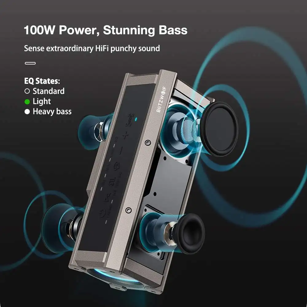 Blitzwolf Bw-wa3 100w Wirelss Speaker Rgb Light Portable 5000mah Bluetooth-conmpatible  Speakers Dual Diaphragm Deep Bass Speaker - Speakers - AliExpress