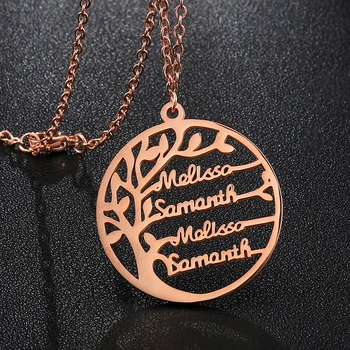 

Custom Name Necklace Tree Of Life Golden Family Tree Women Letter Necklace Stainless Steel Jewelry Personalized Couple Gifts