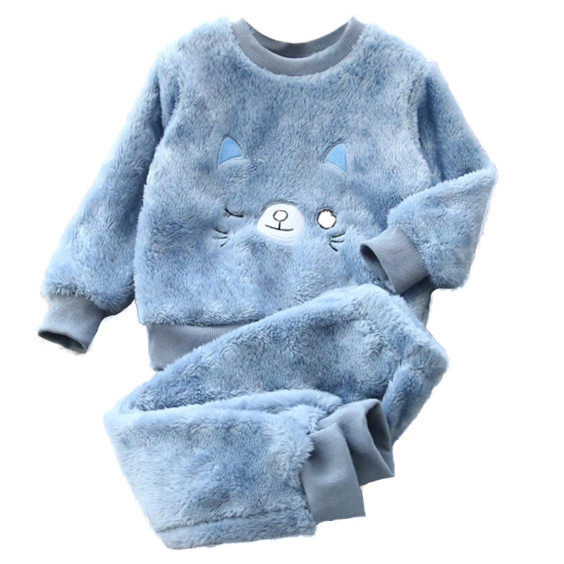 Children's pyjamas winter new baby plus plus thick clothes children winter clothes warm home