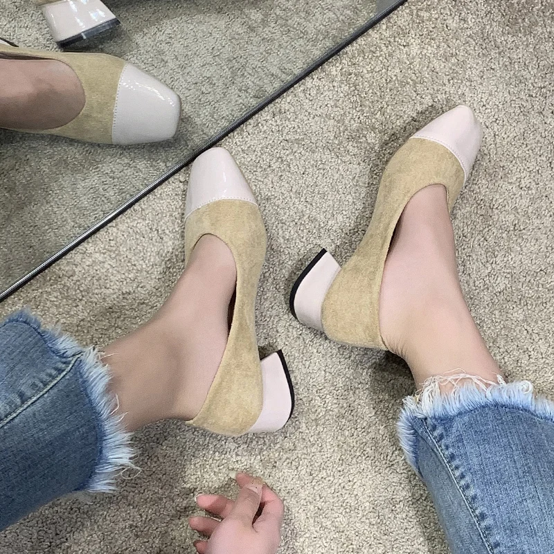 

Thick heel single shoes women 2020 spring and autumn new fashion wild Mary Jane square head one pedal tide women's shoes Z685