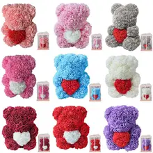 Романтическая Подарочная коробка на День святого Валентина, розовый медведь, искусственные розы, украшения, милый мультяшный подарок подруге, ребенку, подарок на день матери