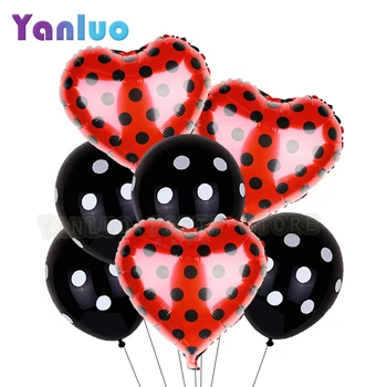 

1Set Red Black Polka Dot Ladybug Latex Balloon Mickey Mouse Aluminum Foil Balloon Birthday Party Decoration Baby Shower Supplies