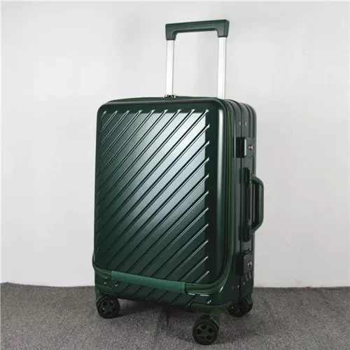 Dark green KLQDZMS алюминиевая рама, Скалка багажа, Спиннер, 20 дюймов, мужская деловая переноска, чемоданы, колеса, 24 дюйма, Женская дорожная сумка с колесиками - Цвет: Dark green
