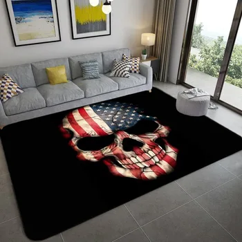 

Abstract skull non-slip carpet crystal velvet soft living room bedroom bedside mat coffee table sofa carpet children's play mat