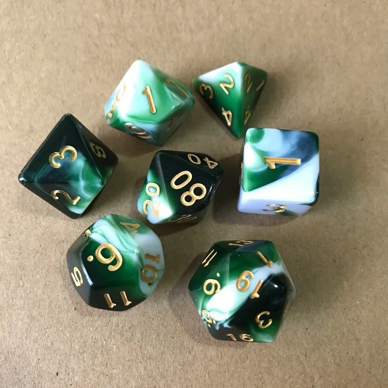 7 шт./лот набор Игральный костей D4 D6 D8 D10 % D12 D20 красочные аксессуары для настольной