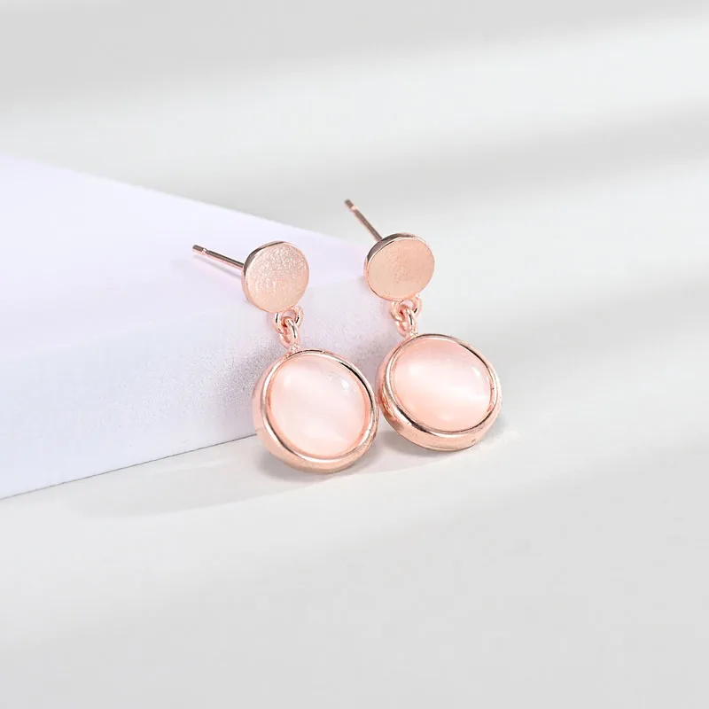 MENGYI Simplicity Chic Pink Opal Rose Gold Drop Earrings For Women Small Fresh Earring Elegant Dangle 9 2 5 Jewelry | Украшения и