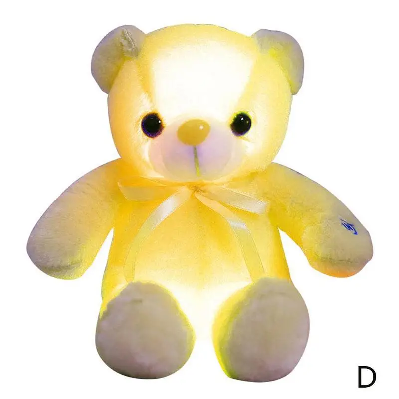 Световой плюшевые игрушки светодиодный светящийся в виде медвежат и бантиков, галстуком-бабочкой светильник вверх медведь игрушки куклы разноцветный набивной плюшевый игрушки куклы для детей Рождественский подарок 30/50 см - Цвет: D30cm