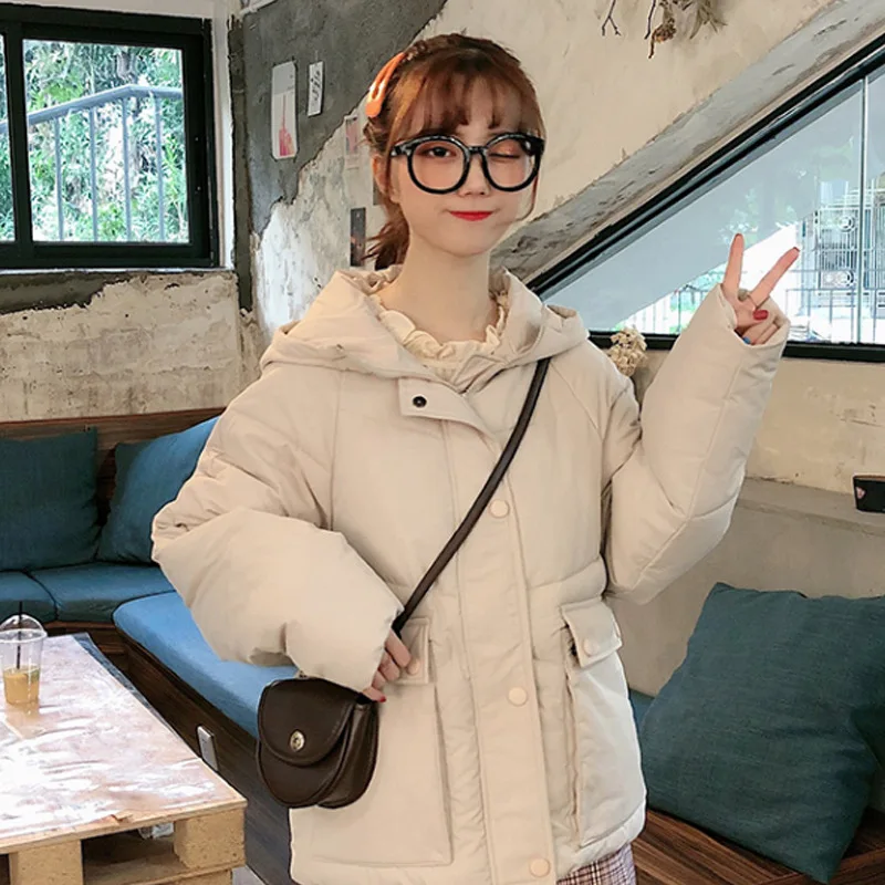 

2019 Autumn And Winter New Style Korean-style College Style Thick Loose-Fit Online Celebrity Students Short Cotton Coat Cotton-p